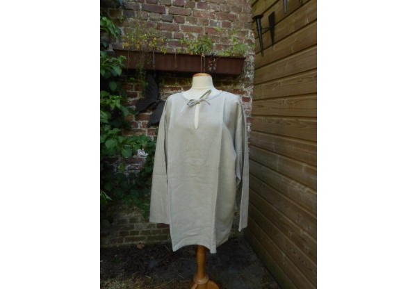 A Shirt ribbon-ties, natural linen