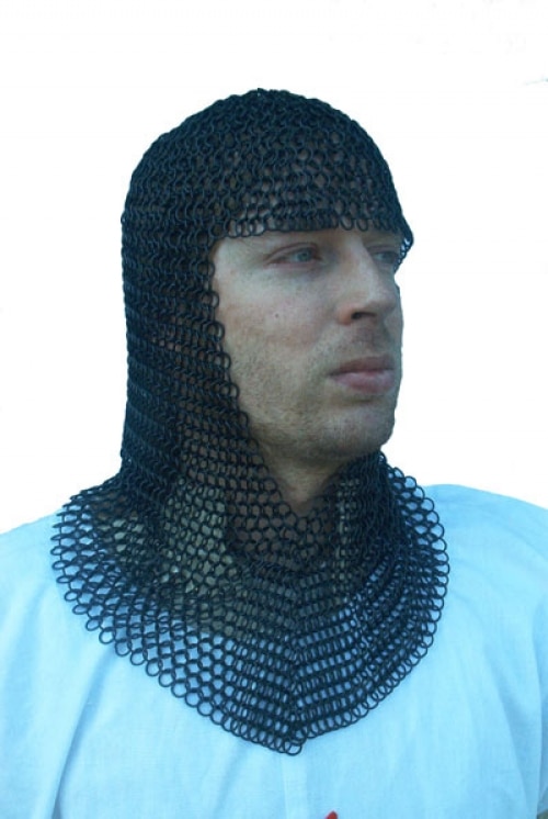 Chainmail coif, blackened-0