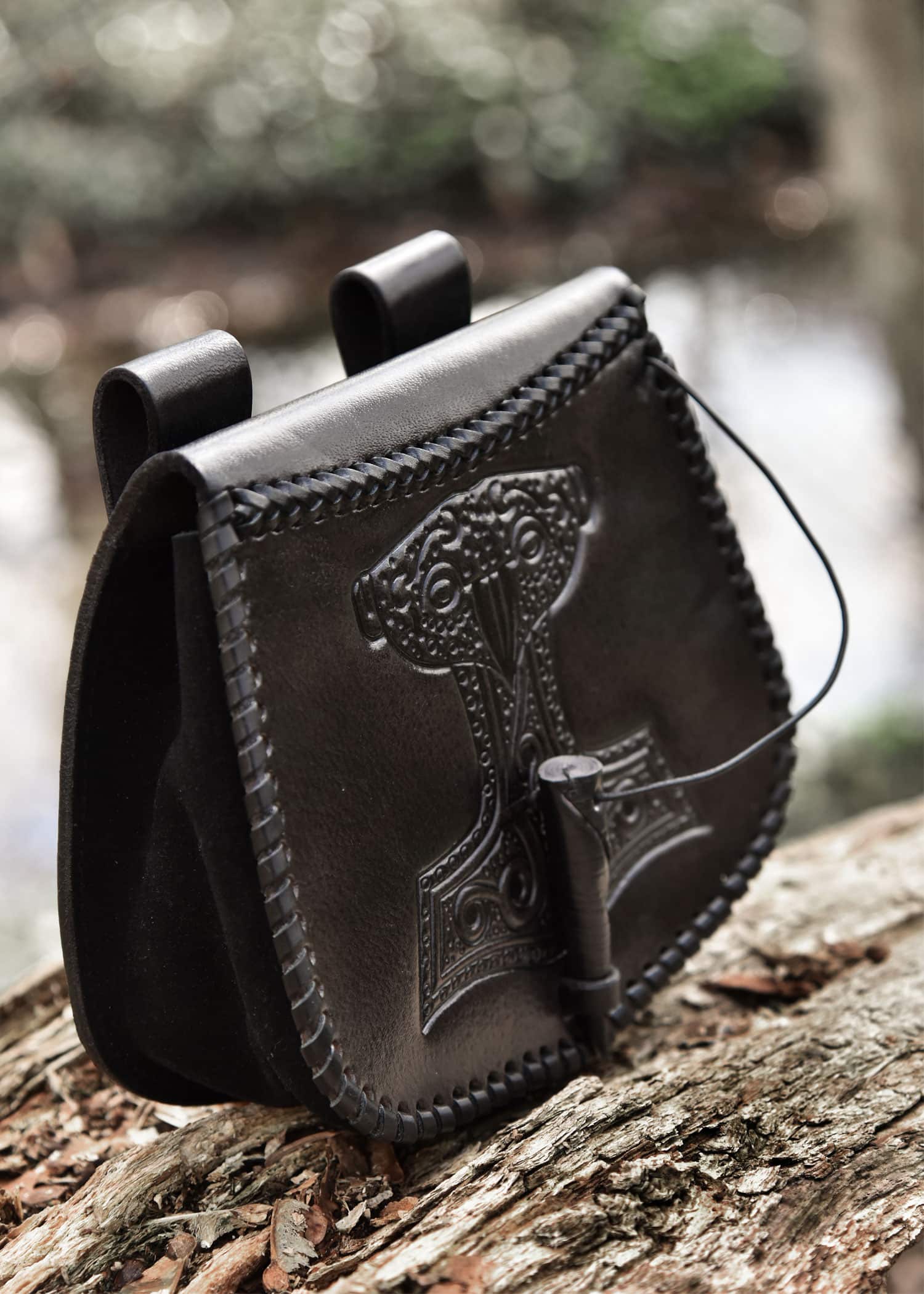 leather bag with Thor Hammer black - Image 2