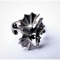 ring dubbele draak, zilver