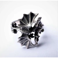 ring double dragon, silver