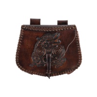 leather bag, pouch, dragon